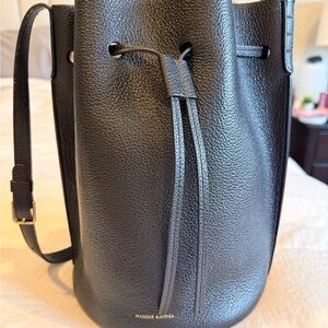 Mansur Gavriel Black Pebbled Leather Bucket Bag